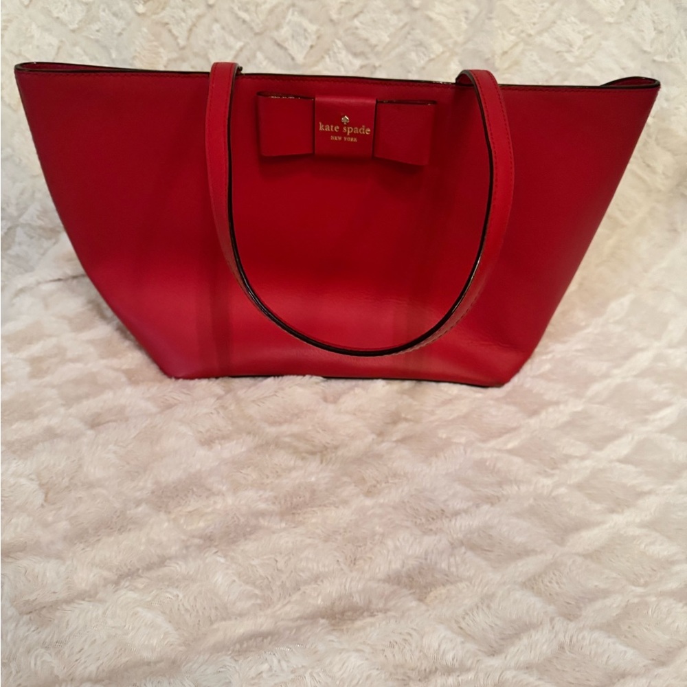 Kate Spade Red Tote Bag cute bow accent